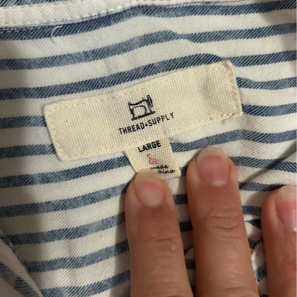 5/$25 Thread & Supply 100% rayon button up faded striped dress size large - Picture 9 of 12